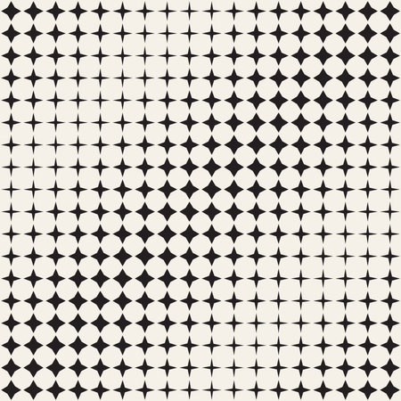 Geometric Seamless Star Shapes Pattern. Halftone Gradient Effect.のイラスト素材