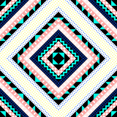 Abstract geometric seamless pattern in 80 90 style