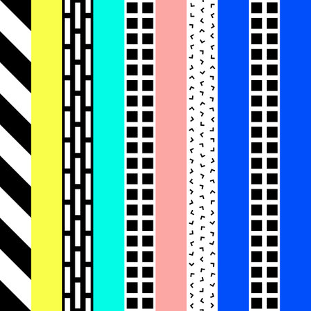 Abstract geometric seamless pattern in 80 90 styleの写真素材