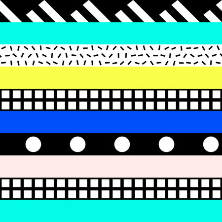 Abstract geometric seamless pattern in 80 90 styleの写真素材