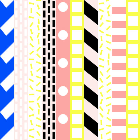 Abstract geometric seamless pattern in 80 90 styleの写真素材