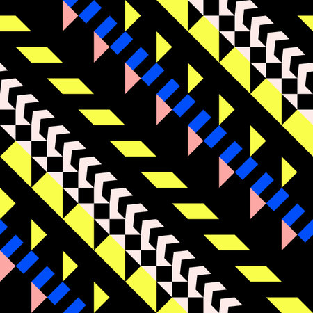 Abstract geometric seamless pattern in 80 90 style