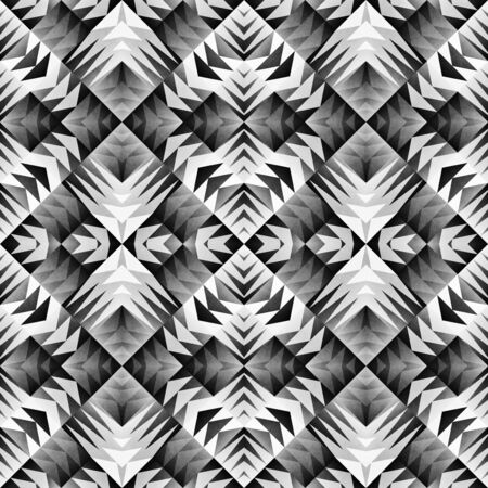 Ethnic Tribal Aztec Seamless Pattern. Geometric Ornamental illustration. Black and White Stylish Textureの写真素材
