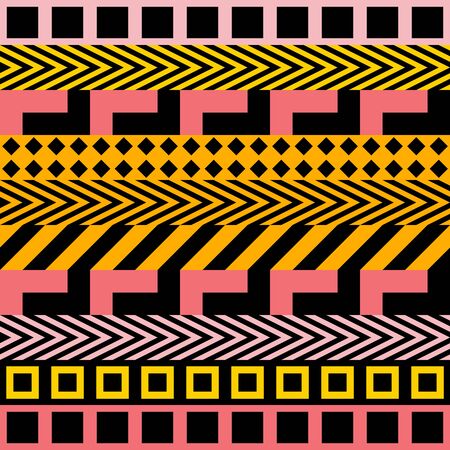 Retro color tribal seamless pattern. Fancy abstract geometric art print. Ethnic hipster ornamental lines backdrop.の写真素材