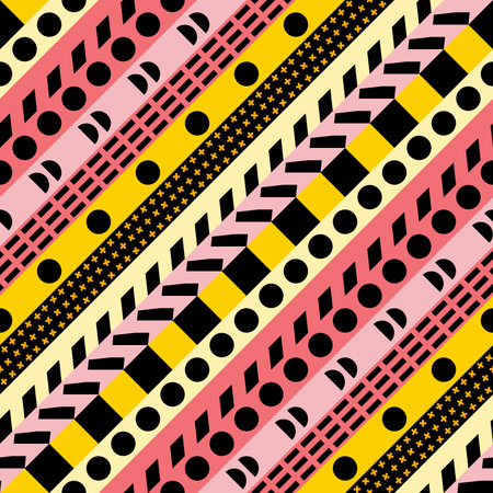 Retro color tribal seamless pattern. Fancy abstract geometric art print. Ethnic hipster ornamental...