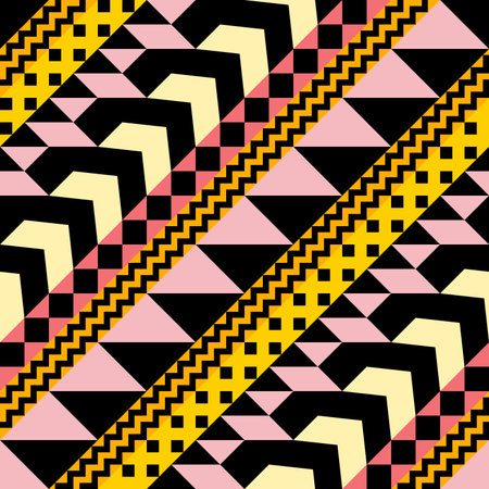 Retro color tribal seamless pattern. Fancy abstract geometric art print. Ethnic hipster ornamental...