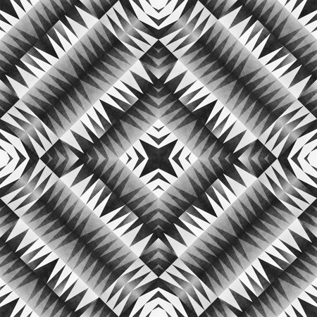 Monochrome Tribal Seamless Pattern. Aztec Style Abstract Geometric Art Print. Ethnic Textured...