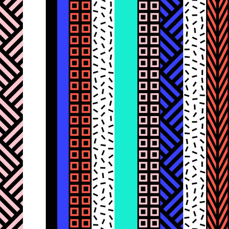 Retro color seamless pattern. Fancy abstract geometric art print. Ethnic hipster ornamental lines backdrop.の写真素材