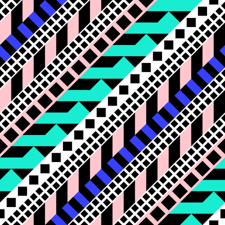 Retro color tribal seamless pattern. Fancy abstract geometric art print. Ethnic hipster ornamental lines backdrop.の写真素材
