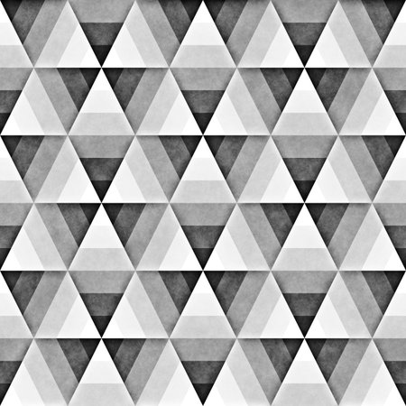 Seamless Monochrome Pattern. Grungy Geometric Shapes Tiling. Abstract Stylish Backgroundの写真素材