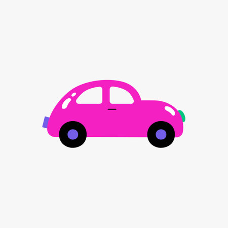 Pink car in flat vector illustration symbolizing transportation, travel, and fun, isolated on white backgroundのイラスト素材