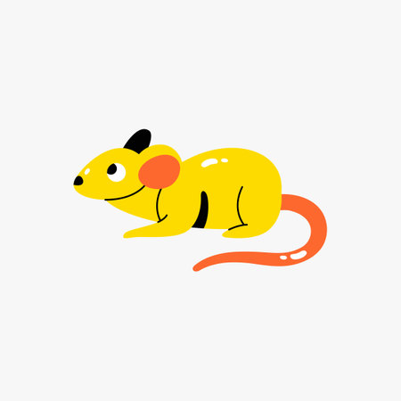 Yellow mouse in flat vector illustration symbolizing small pets, curiosity, and wildlife, isolated on white backgroundのイラスト素材
