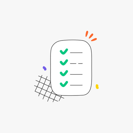 Checklist with green check marks in flat vector illustration symbolizing task completion, approval process, and successful project management, isolated on white backgroundのイラスト素材