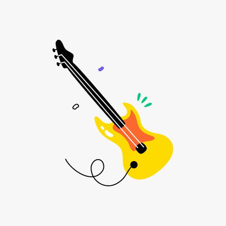 Electric guitar in flat vector illustration symbolizing music, creativity, and performance, isolated on white backgroundのイラスト素材