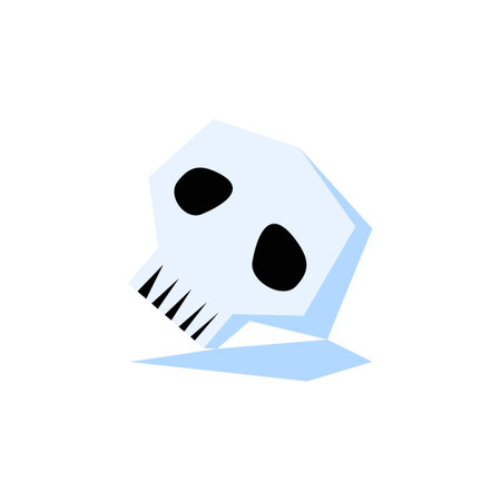 Skull On The Ground In Flat Vector Illustration Symbolizing Death, Mortality, And Halloween, Isolated On White Background.のイラスト素材