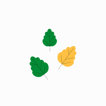 Green And Yellow Leaves In Flat Vector Illustration Symbolizing Nature, Seasons, And Environmental...