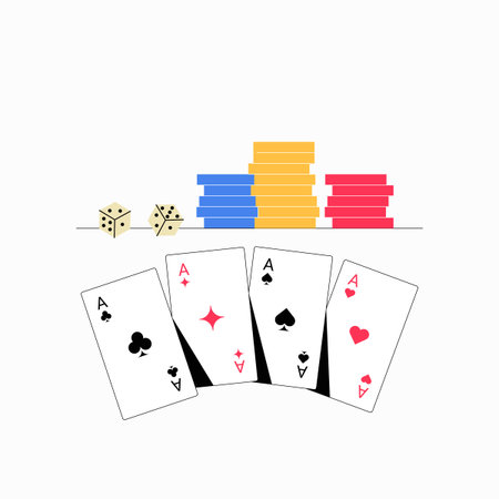 Poker Hand And Chips In Flat Vector Illustration Symbolizing Gambling, Chance, And Strategy,...