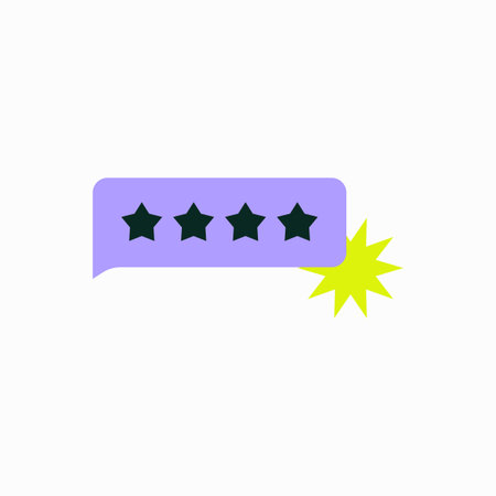 Four Star Rating Button in Flat Vector Illustration Symbolizing Customer Feedback, Reviews, and...