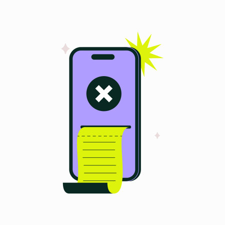 Smartphone With Receipt In Flat Vector Illustration Symbolizing Online Transaction, Payment, And Purchase Receipt, Isolated On White Backgroundのイラスト素材