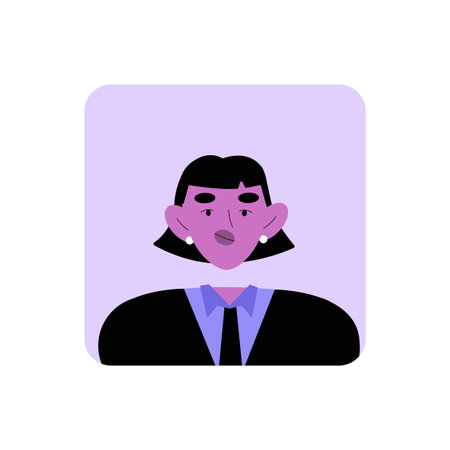 Avatar Of Female Character In Professional Attire In Flat Vector Illustration Symbolizing Formality...