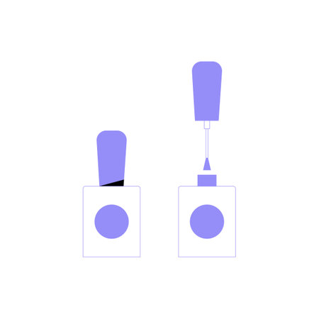 Nail Polish Bottles With Brush And Cap In Flat Vector Illustration Symbolizing Beauty, Fashion, And Self Care, Isolated On White Backgroundのイラスト素材