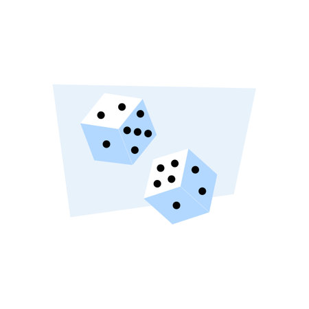 Pair Of Dice In Flat Vector Illustration Symbolizing Luck, Probability, And Gaming, Isolated On White Backgroundのイラスト素材