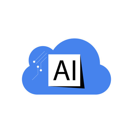 Cloud With AI Symbol In Flat Vector Illustration Symbolizing Cloud Computing And Artificial Intelligence, Isolated On White Backgroundのイラスト素材