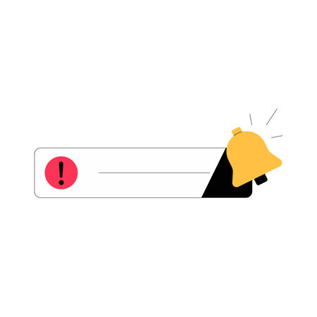 Notification Bar With Alert Symbol And Bell Icon In Flat Vector Illustration Symbolizing Alerts,...
