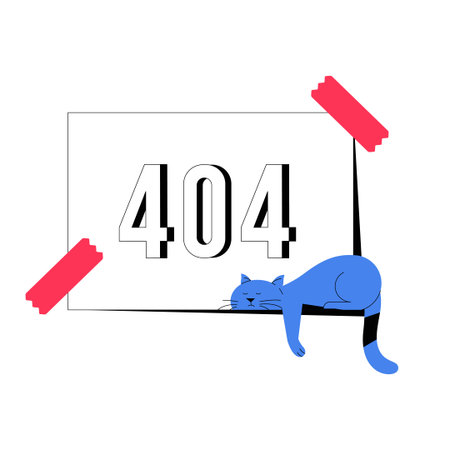 404 Error With Sleeping Cat On Screen In Flat Vector Illustration Symbolizing Website Not Found, Downtime, And Relaxation, Isolated On White Backgroundのイラスト素材