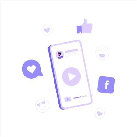 Smartphone With Social Media Engagement Icons In Flat Vector Illustration Symbolizing Digital Marketing, Online Interaction, And Social Media Engagement, Isolated On White Background.のイラスト素材