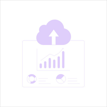 Cloud Upload Of Business Data In Flat Vector Illustration Symbolizing Digital Analytics, Cloud Storage, And Data Management, Isolated On White Background.のイラスト素材