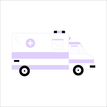 Ambulance In Flat Vector Illustration Symbolizing Emergency Vehicle, Patient Transport, And Healthcare Services, Isolated On White Backgroundのイラスト素材