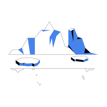 Iceberg And Sea In Flat Vector Illustration Symbolizing Polar Landscape, Climate Change, And Arctic Nature, Isolated On White Backgroundのイラスト素材