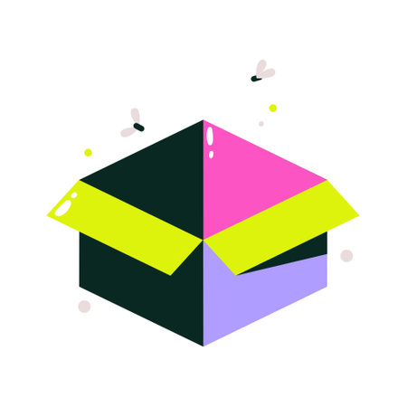 Empty Box In Flat Vector Illustration Symbolizing Minimalism, Storage, And Simplicity, Isolated On White Backgroundのイラスト素材