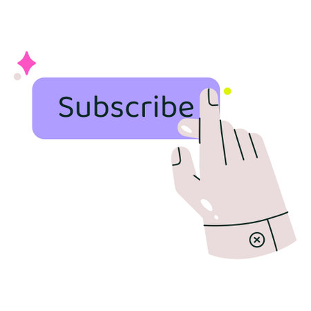 Hand Clicking Subscribe Button In Flat Vector Illustration Symbolizing Engagement, Interaction, And Online Subscriptions, Isolated On White Background.のイラスト素材