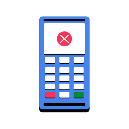 Payment Terminal With Error Message In Flat Vector Illustration Symbolizing Failed Payment And Financial Transaction Issues, Isolated On White Backgroundのイラスト素材