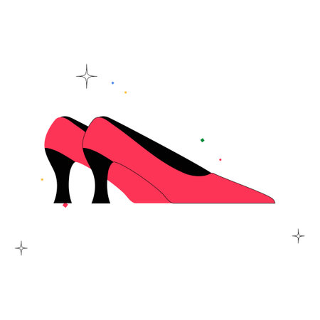 Pink High Heel Shoes In Flat Vector Illustration Symbolizing Elegance, Footwear, And Feminine Style, Isolated On White Backgroundのイラスト素材