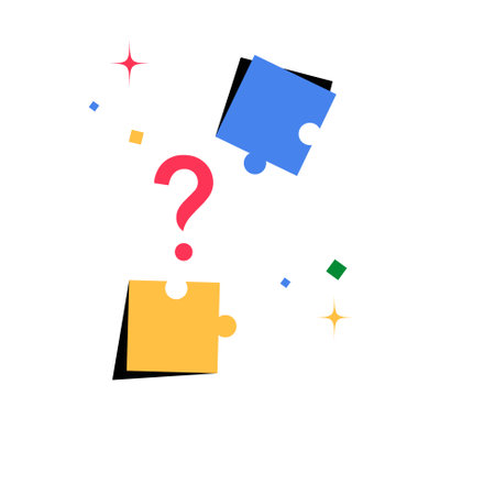 Puzzle Pieces With Question Mark In Flat Vector Illustration Symbolizing Problem Solving, Decision Making, And Uncertainty, Isolated On White Backgroundのイラスト素材