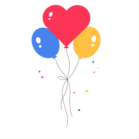 Three Balloons With Heart Shape In Flat Vector Illustration Symbolizing Love, Celebration, And Joy, Isolated On White Backgroundのイラスト素材
