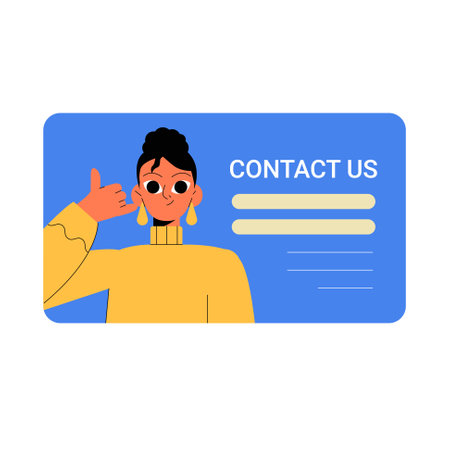 Female Character Making Call Gesture In Flat Vector Illustration Symbolizing Customer Assistance And Contact, Isolated On White Backgroundのイラスト素材