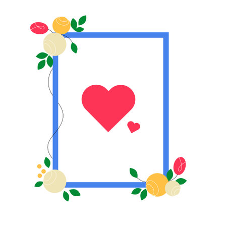 Heart Frame In Flat Vector Illustration Symbolizing Love, Affection, And Decorative Design, Isolated On White Background.のイラスト素材
