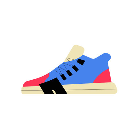 Modern Athletic Shoe In Flat Vector Illustration Symbolizing Sports, Active Lifestyle, And Fitness, Isolated On White Background.のイラスト素材