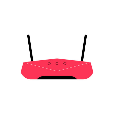 WiFi Router With Dual Antennas In Flat Vector Illustration Symbolizing Wireless Internet,...