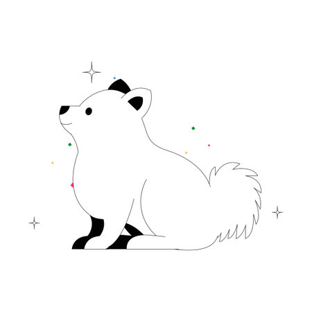 Fluffy White Dog In Flat Vector Illustration Symbolizing Loyalty, Friendship, And Cuteness, Isolated On White Backgroundのイラスト素材