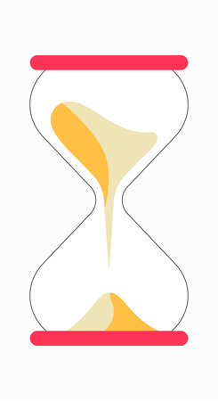 Hourglass With Flowing Sand In Flat Vector Illustration Symbolizing Time Management, Deadline, And...