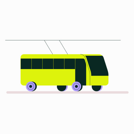 Trolleybus in Flat Vector Illustration Symbolizing Public Transport and Sustainable Urban Mobility, Isolated on White Backgroundのイラスト素材
