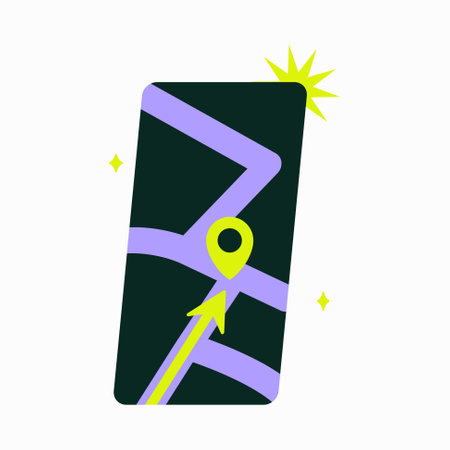 Navigation App With Route And Location Pin In Flat Vector Illustration Symbolizing GPS Tracking, Map Navigation, And Travel Assistance, Isolated On White Backgroundのイラスト素材