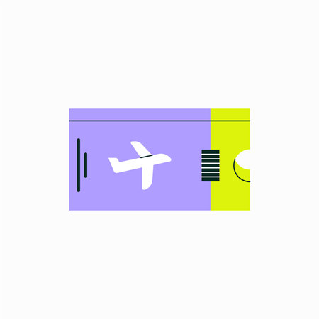 Airplane Ticket In Flat Vector Illustration Symbolizing Travel, Flight Booking, And Air...
