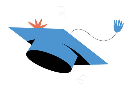 Graduation Cap With Tassel In Flat Vector Illustration Symbolizing Academic Achievement, Success, And Graduation Celebration, Isolated On White Backgroundのイラスト素材