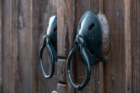 Wooden door with vintage knob.